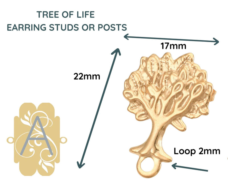 Tree of Life, Fancy Earring Studs or Posts, 304 Stainless Steel, 2 Pair - The Argus Collection