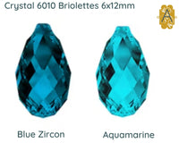 Faceted Glass Briolettes, 6010 Style, Faceted Glass, 6x12mm, 4 Pcs. 14 Colors - The Argus Collection