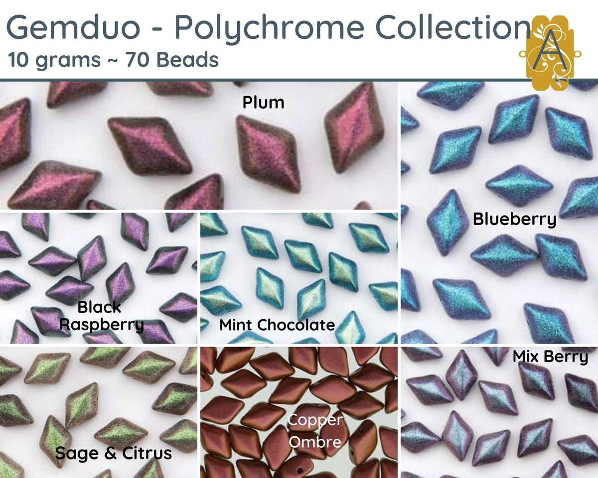 Gemduo Beads by Matubo, Polychrome Collection, 10g - The Argus Collection