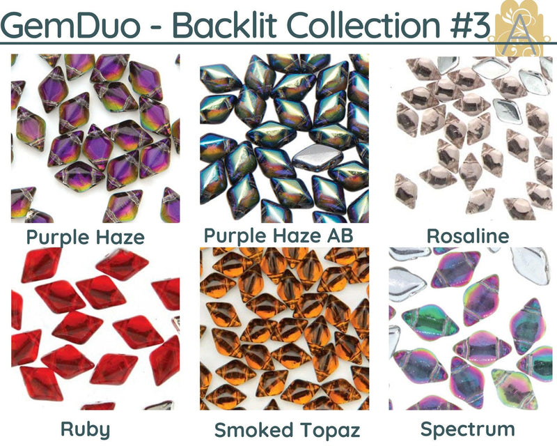 Gemduo Beads by Matubo, Backlit Collection #3, 10g - The Argus Collection