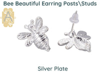 Bee-Beautiful Fancy Earring Posts or Studs in 4 Finishes - The Argus Collection