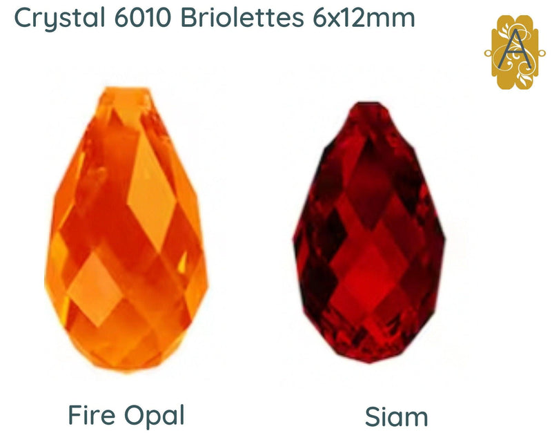 Faceted Glass Briolettes, 6010 Style, Faceted Glass, 6x12mm, 4 Pcs. 14 Colors - The Argus Collection