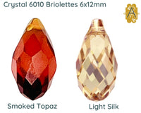 Faceted Glass Briolettes, 6010 Style, Faceted Glass, 6x12mm, 4 Pcs. 14 Colors - The Argus Collection