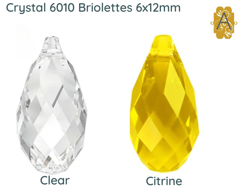 Faceted Glass Briolettes, 6010 Style, Faceted Glass, 6x12mm, 4 Pcs. 14 Colors - The Argus Collection