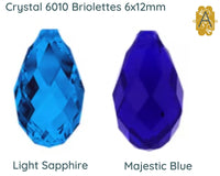 Faceted Glass Briolettes, 6010 Style, Faceted Glass, 6x12mm, 4 Pcs. 14 Colors - The Argus Collection