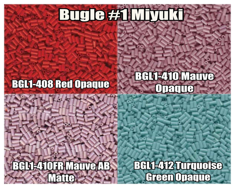 Miyuki Bugles #1 Size 3mm, 10g, BGL1-408, BGL1-410, BGL1-410FR, BGL1-412 - The Argus Collection