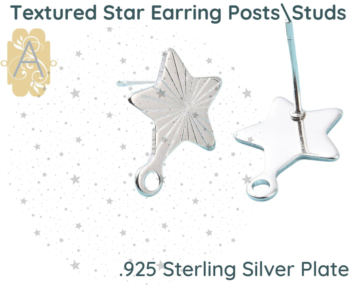 Textured Star Stainless Steel Earring Posts in 4 Finishes - The Argus Collection