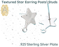 Textured Star Stainless Steel Earring Posts in 4 Finishes - The Argus Collection