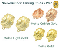 Nouveau Swirl, 1950's Style Earring Studs or Posts in 3 Finishes - The Argus Collection