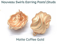 Nouveau Swirl, 1950's Style Earring Studs or Posts in 3 Finishes - The Argus Collection