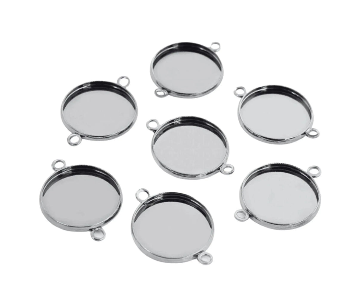 Cabochon Settings or Bezel Cup, 8mm (4 Pcs) Double Loop - The Argus Collection