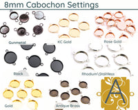 Cabochon Settings or Bezel Cup, 8mm (4 Pcs) Double Loop - The Argus Collection