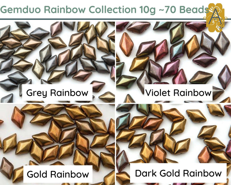 Gemduo Beads by Matubo, Rainbow Collection, 10g - The Argus Collection