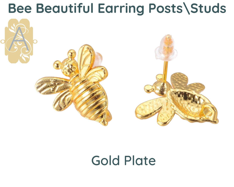 Bee-Beautiful Fancy Earring Posts or Studs in 4 Finishes - The Argus Collection