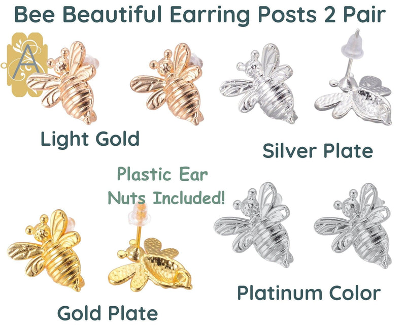 Bee-Beautiful Fancy Earring Posts or Studs in 4 Finishes - The Argus Collection