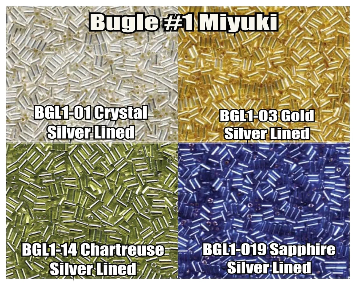 Miyuki Bugles #1 Size 3mm, BGL1-001, BGL1-003, BGL1-014, BGL1-019 - The Argus Collection