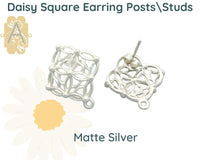 Daisy Square, Earring Studs or Posts, 2 Pair, Ear Clutch Included - The Argus Collection