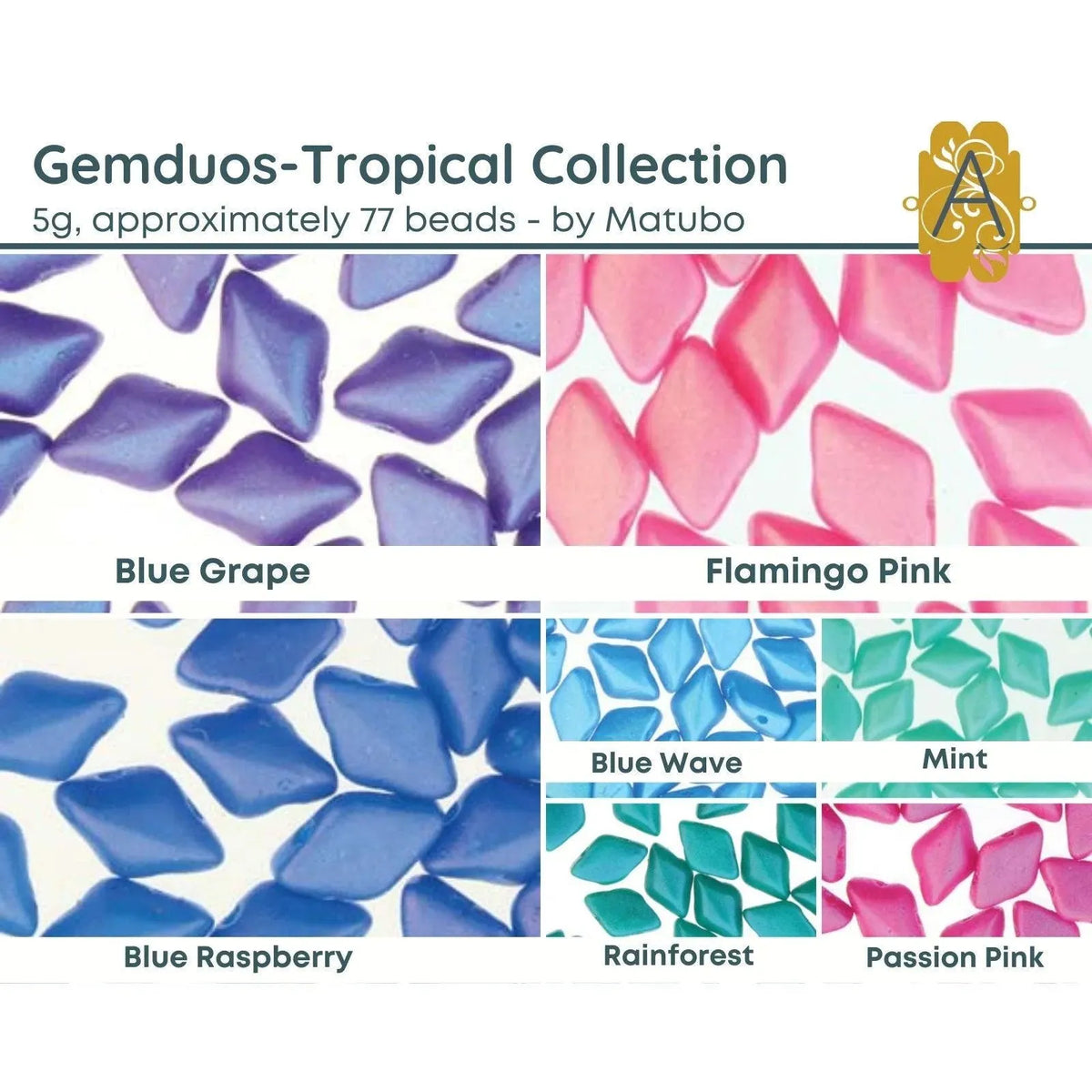 Gemduo Beads by Matubo, Tropical Collection, 10g - The Argus Collection