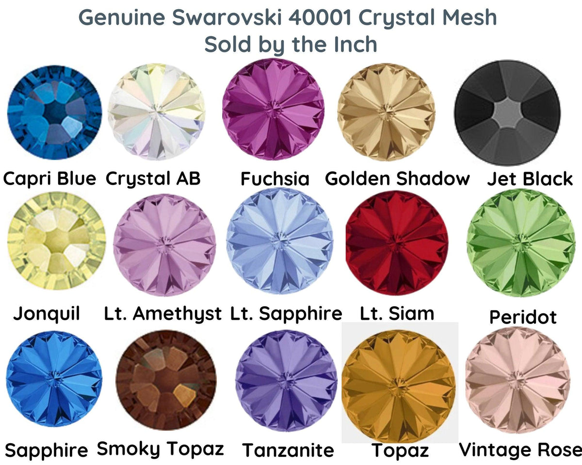 Crystal Mesh, 40001 Crystal Mesh, Strass Mesh, 18 Colors, Not Hot Fix, Sold by the Inch - The Argus Collection