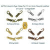 Aztec, Crimpable Hook & Eye Clasps, for 1.5 or 2mm Leather or Cord, 4 Finishes - The Argus Collection