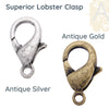 Superior Lobster Clasps, 12mm, 15mm, 18mm, 2 Clasps per Order, 10 Finishes - The Argus Collection