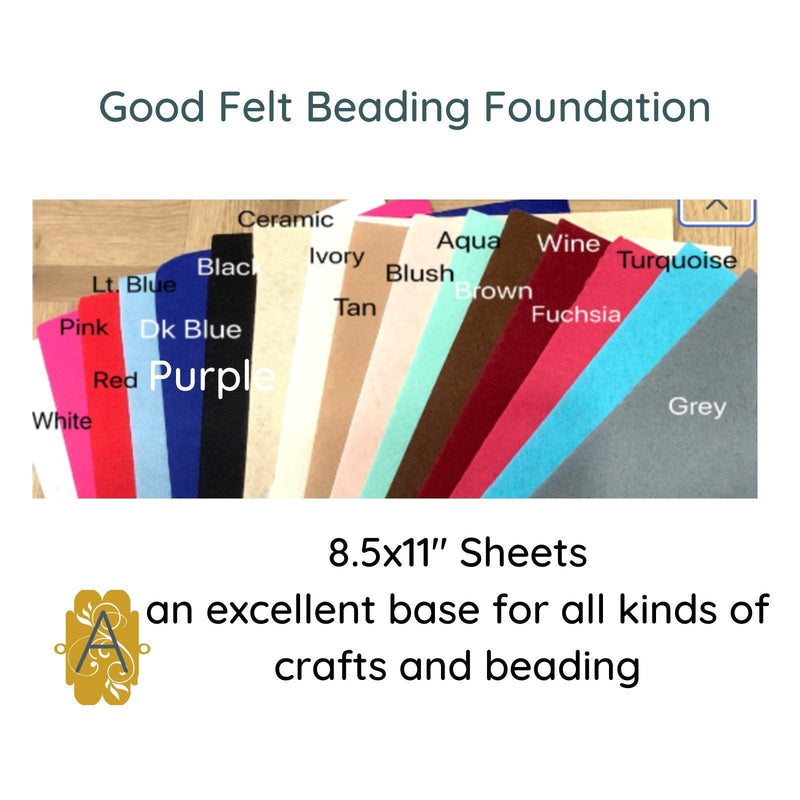 GOOD FELT, 19 Colors!, Beading Foundation, 100% Polyester Felt, for Beading, Bead Embroidery, Mixed Media, Sewing, 1 Sheet per Order - The Argus Collection