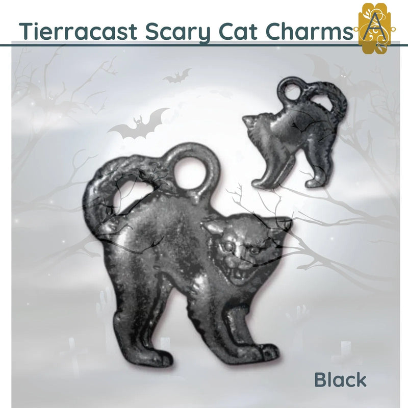 Tierracast Scary Cat Charms or Dangles, 2 Pcs, Scarily Good Detail - The Argus Collection