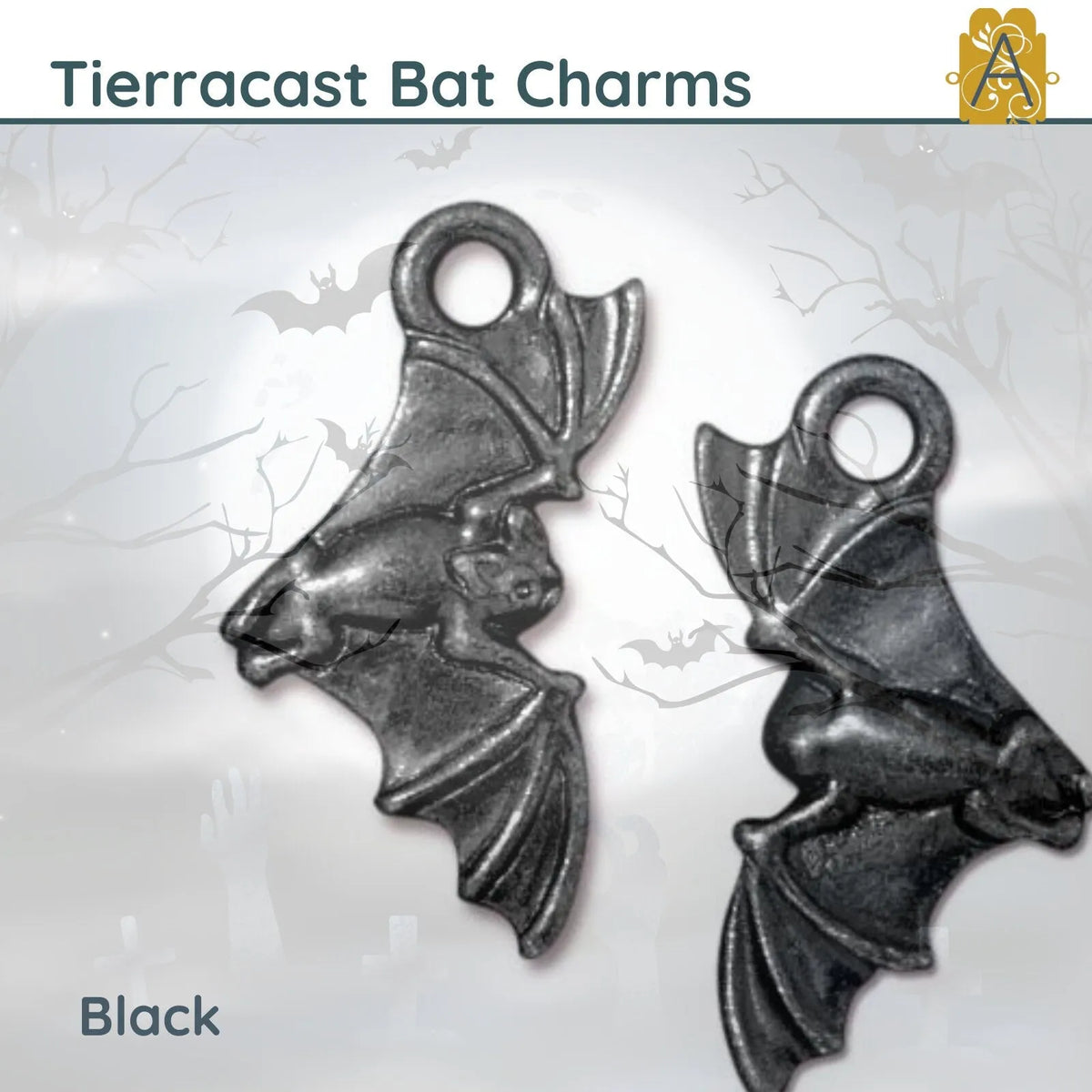 Tierracast Bat Charm, Halloween Charm or Dangle, 2 Pieces - The Argus Collection