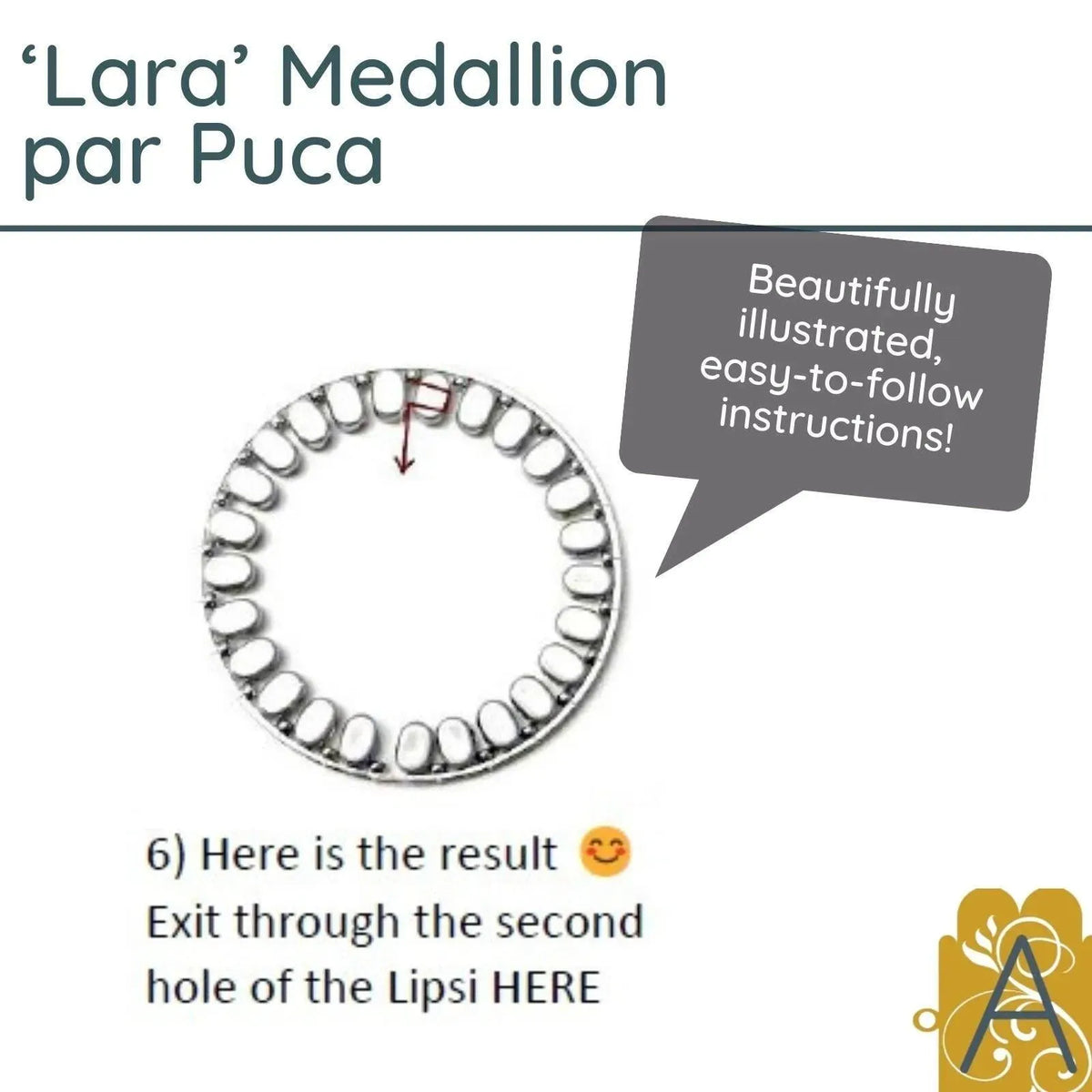 Lara Medallion Pendant Pattern par Puca - The Argus Collection