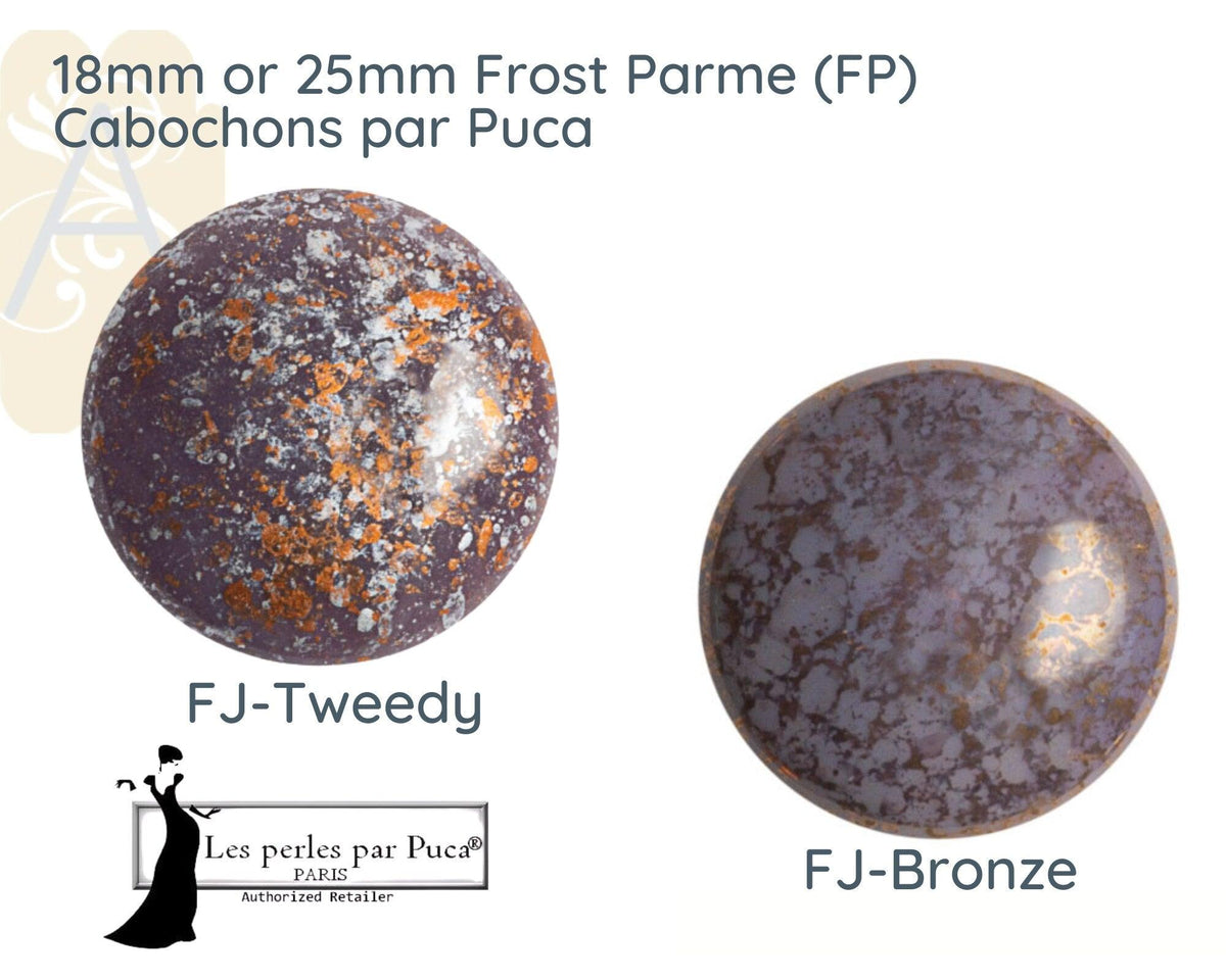 Cabochons par Puca, 18mm or25mm, Frost Parme Collection - The Argus Collection