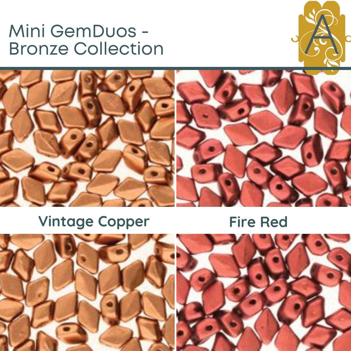 Mini Gemduo Beads, 5g., Bronze Collection, 5 Colors - The Argus Collection