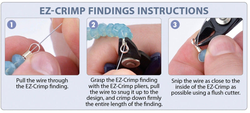 EZ Crimp Ends + Loop, 10 Pieces, Patented Ending for Wire Projects - The Argus Collection