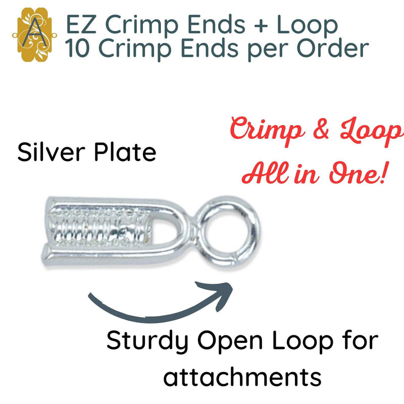 EZ Crimp Ends + Loop, 10 Pieces, Patented Ending for Wire Projects - The Argus Collection