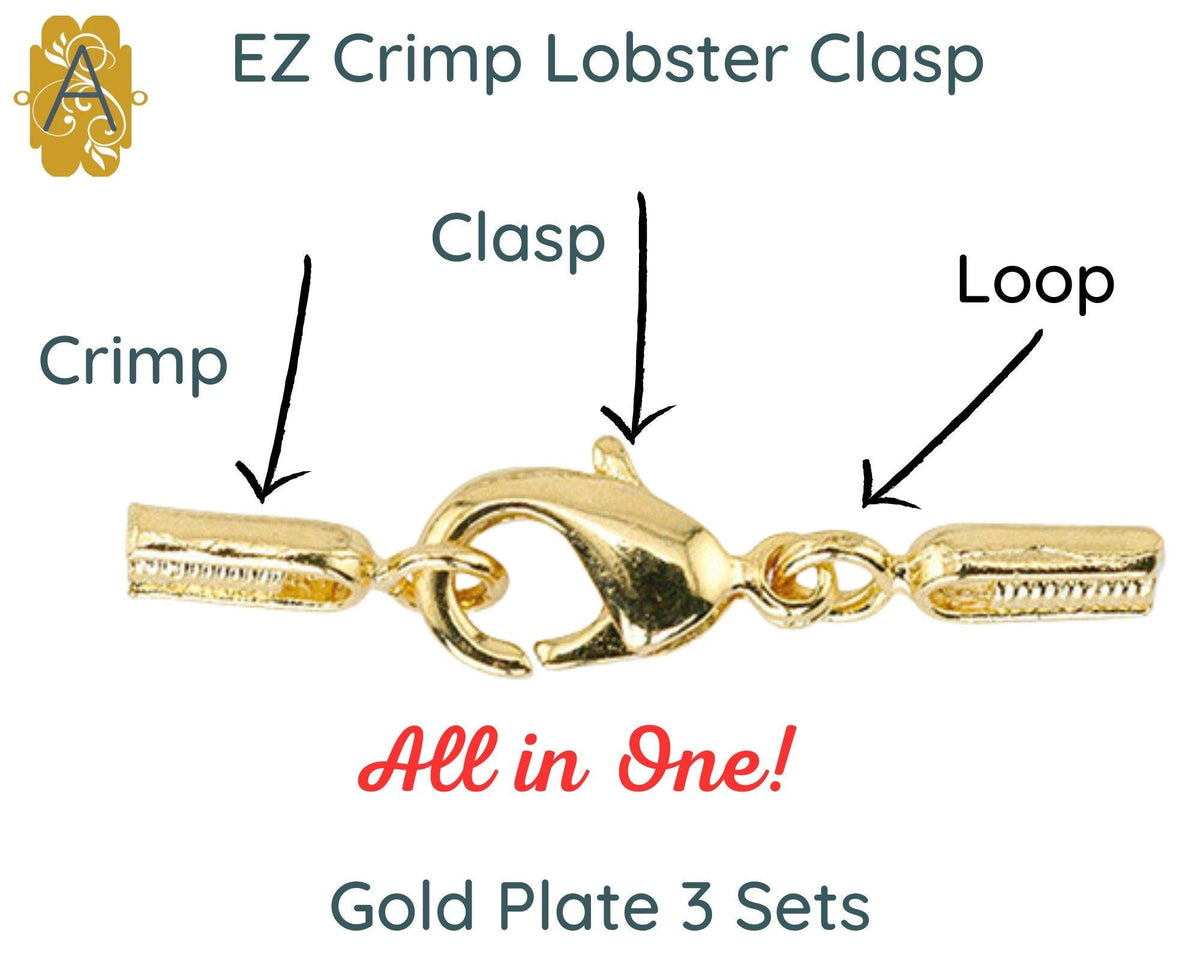 EZ-Crimp End and Lobster Clasp, 3 Sets, 2 Finishes - The Argus Collection