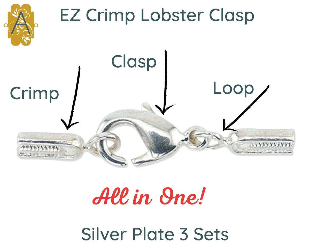 EZ-Crimp End and Lobster Clasp, 3 Sets, 2 Finishes - The Argus Collection