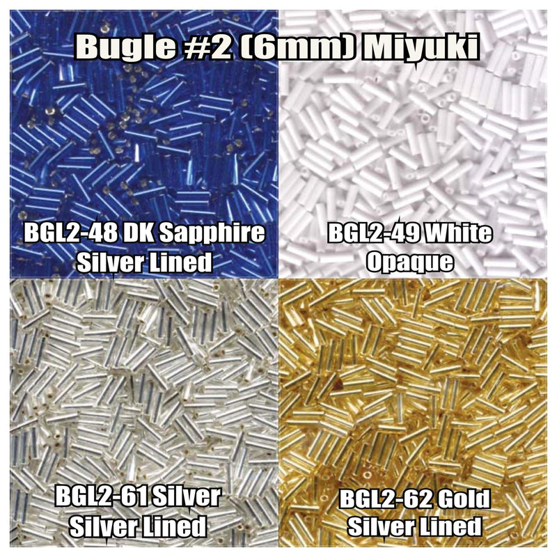 Miyuki Bugles #2 Size 6mm, BGL2-048, BGL2-049, BGL2-061, BGL2-062 - The Argus Collection