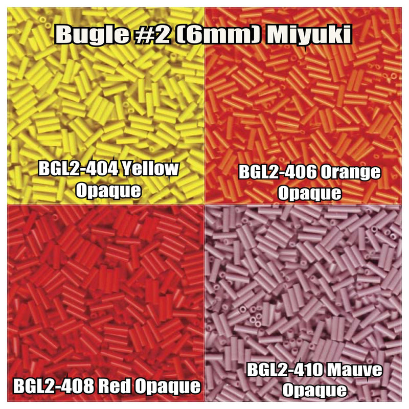 Miyuki Bugles #2 Size 6mm, BGL2-404, BGL2-406, BGL2-408, BGL2-410 - The Argus Collection