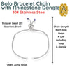 Bolo Bracelet Chains with Rhinestone Endings in 2 Finishes - The Argus Collection