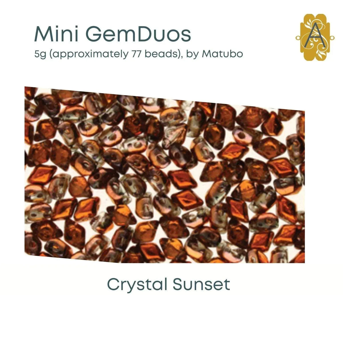 Mini Gemduo Beads, 5g., Crystal Collection, 4 Finishes - The Argus Collection