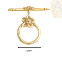 Bali Flower, Toggle Clasp, Sterling Silver/Gold Plate - The Argus Collection