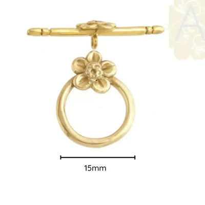 Bali Flower, Toggle Clasp, Sterling Silver/Gold Plate - The Argus Collection