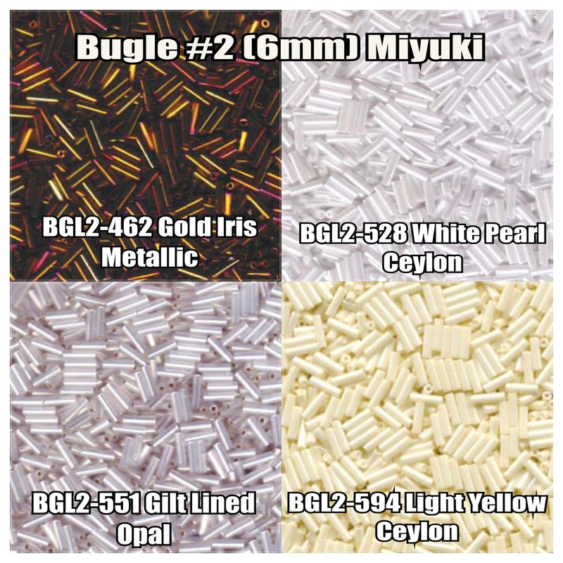 Miyuki Bugles #2 Size 6mm, BGL2-462, BGL2-528, BGL2-551, BGL2-594 - The Argus Collection