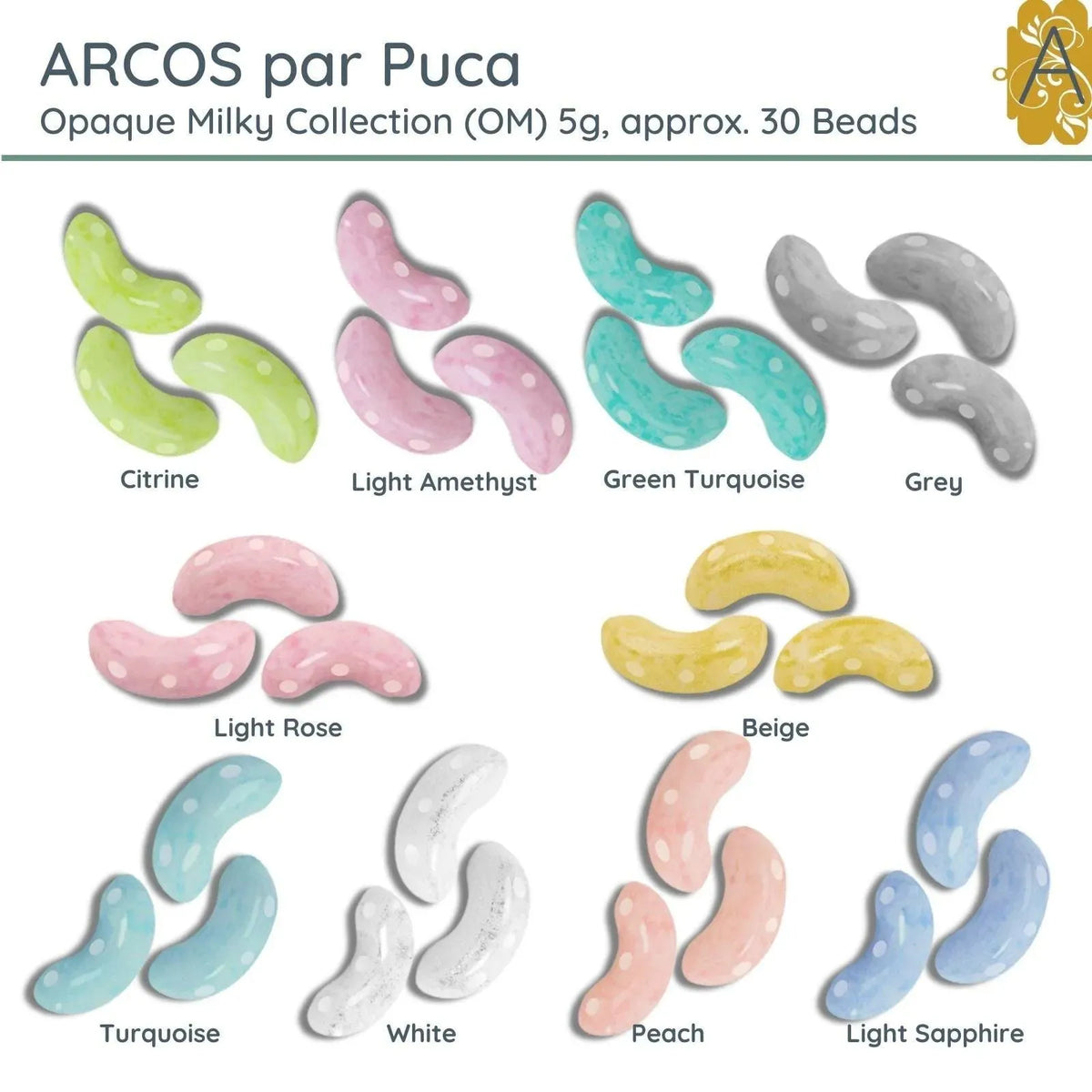 Arcos par Puca (30 Beads) Opaque Milky Collection - The Argus Collection