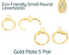 Round Leverbacks, Plated Eco-friendly Brass, 5 Pair, Small Size - The Argus Collection