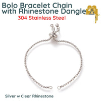 Bolo Bracelet Chains with Rhinestone Endings in 2 Finishes - The Argus Collection