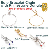 Bolo Bracelet Chains with Rhinestone Endings in 2 Finishes - The Argus Collection