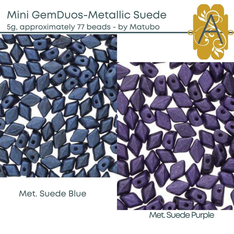 Mini Gemduo Beads, 5g., Metallic Suede Collection 2 Colors - The Argus Collection