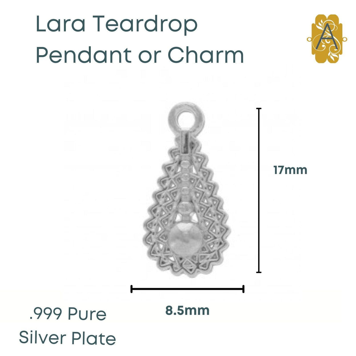 Lara Pendant Drop or Dangle, Precious Metal Plating - The Argus Collection