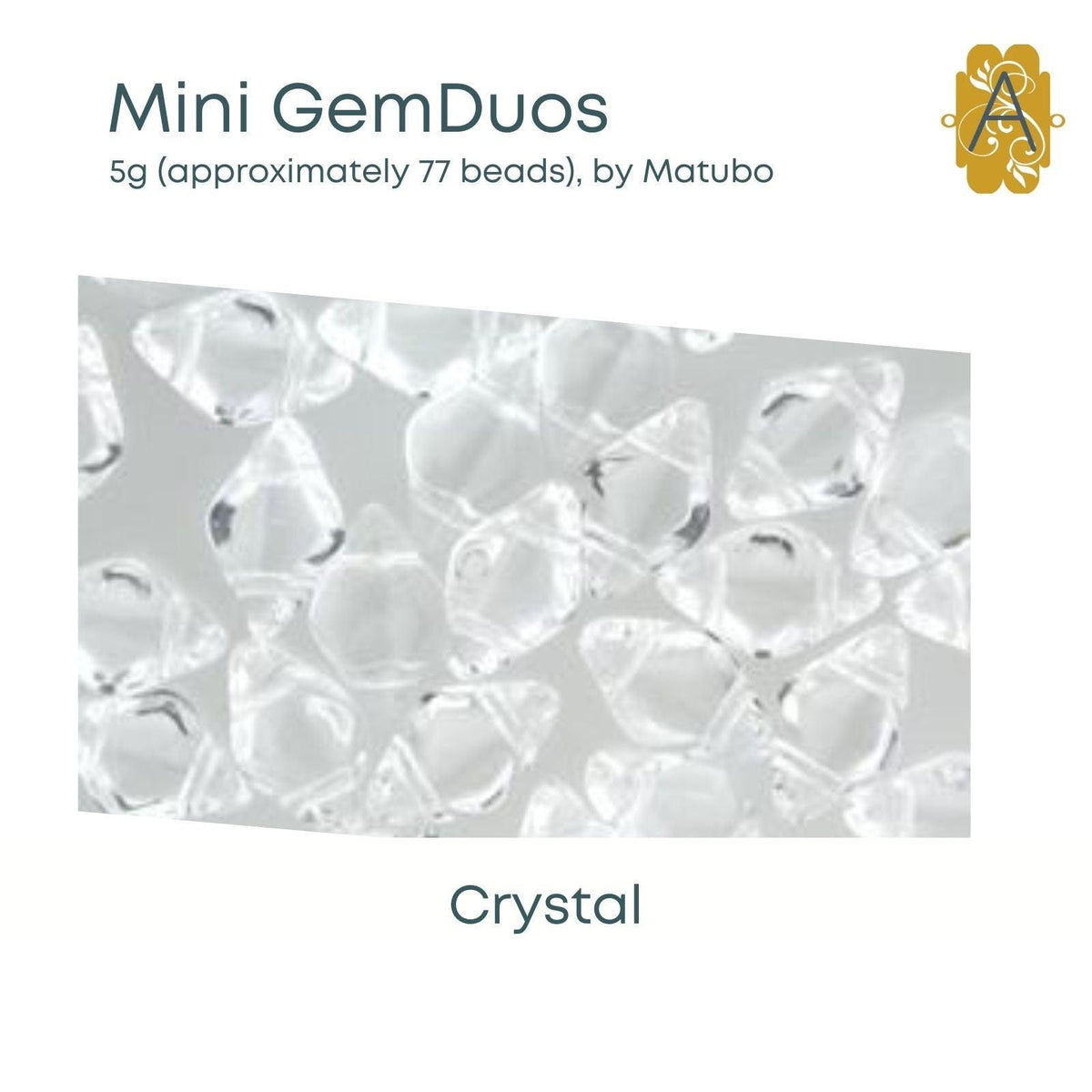 Mini Gemduo Beads, 5g., Crystal Collection, 4 Finishes - The Argus Collection