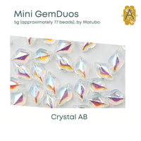 Mini Gemduo Beads, 5g., Crystal Collection, 4 Finishes - The Argus Collection